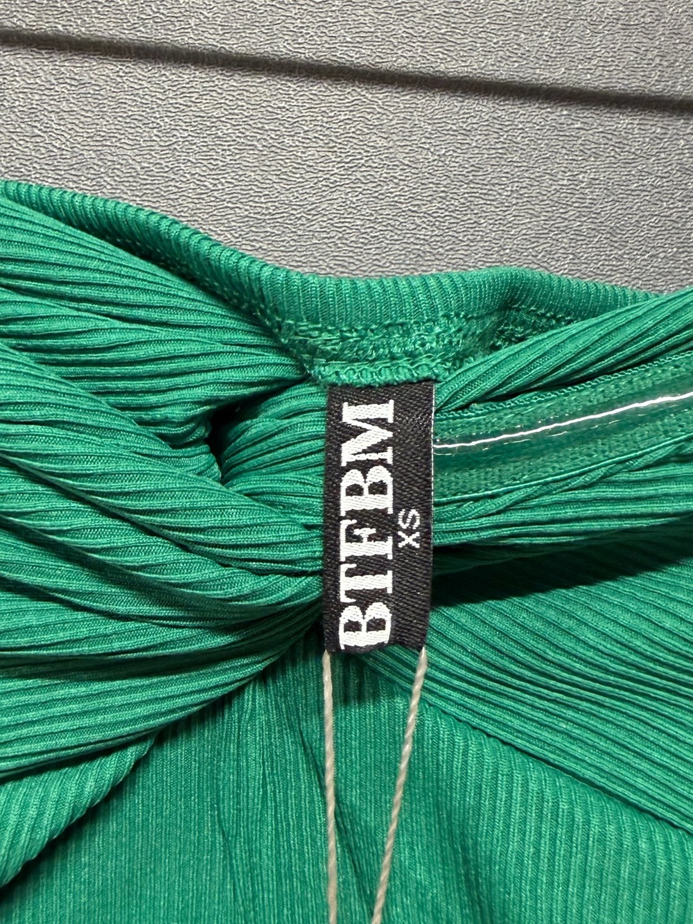 BTFBM Ribbed Strapless Two Piece Set Twist Knot Tube Crop Size XS Green - Picture 9 of 10